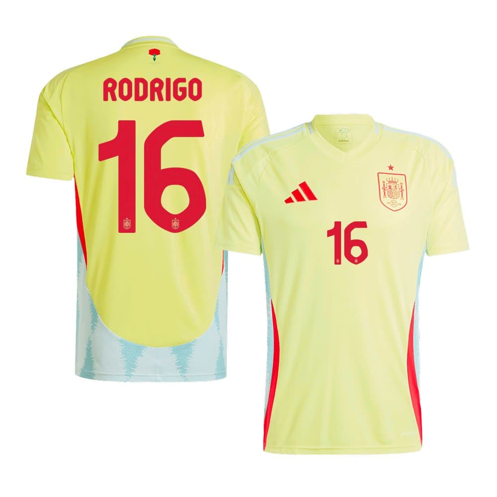 Men's RODRIGO #16 Spain Away Replica Soccer Jersey EURO 2024 Men's RODRIGO #16 Spain Away Replica Soccer Jersey EURO 2024