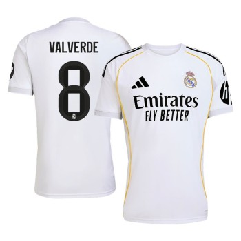 Men's VALVERDE #8 Real Madrid Home Replica Soccer Jersey 2025/26