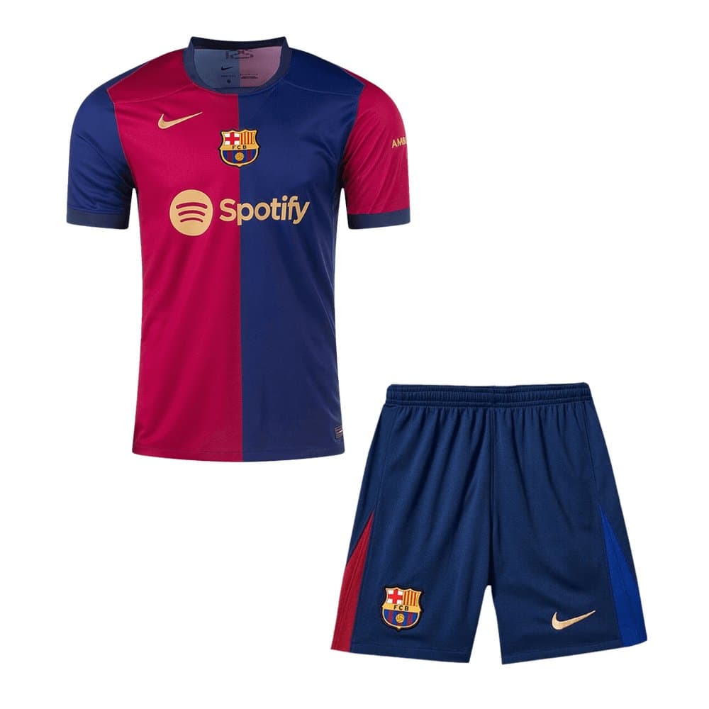 Men's Barcelona Home Soccer Jersey Kit(Jersey+Shorts) 2024/25