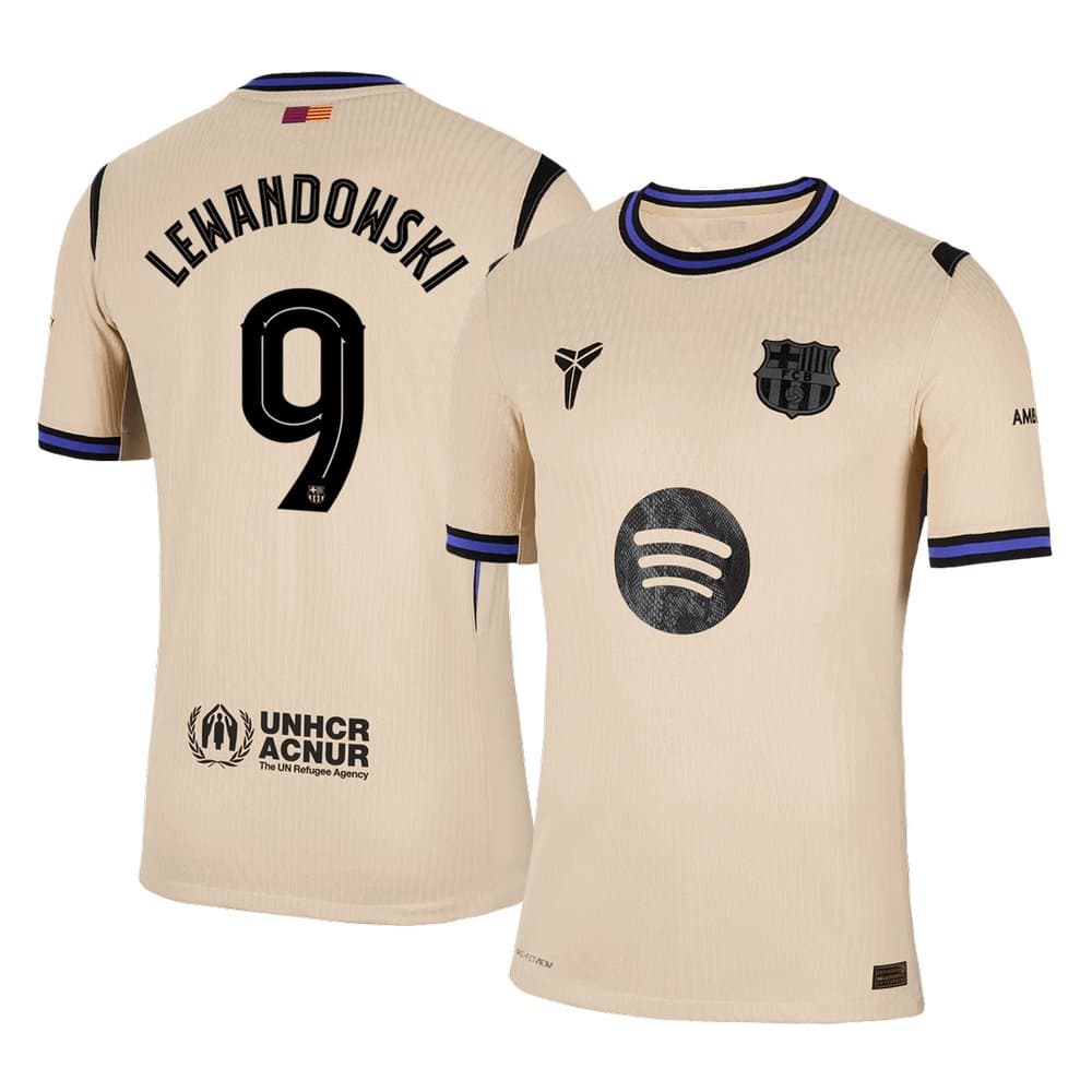 Men's LEWANDOWSKI #9 Barcelona Away Authentic Soccer Jersey - UCL 2025/26