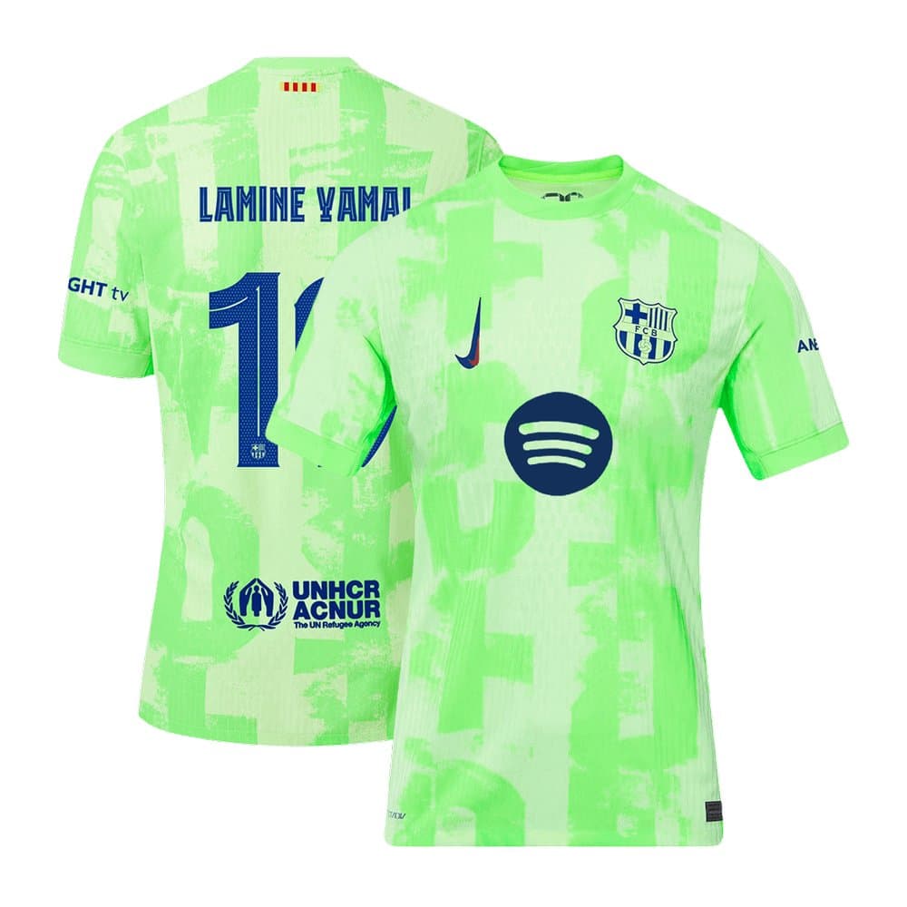 Men's LAMINE YAMAL #19 Barcelona Third Away Authentic Soccer Jersey- UCL Spotify Logo Without Text 2024/25 Men's LAMINE YAMAL #19 Barcelona Third Away Authentic Soccer Jersey- UCL Spotify Logo Without Text 2024/25
