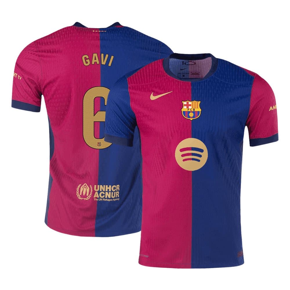 Men's GAVI #6 Barcelona Home Authentic Soccer Jersey - Spotify Logo Without Text 2024/25 Men's GAVI #6 Barcelona Home Authentic Soccer Jersey - Spotify Logo Without Text 2024/25
