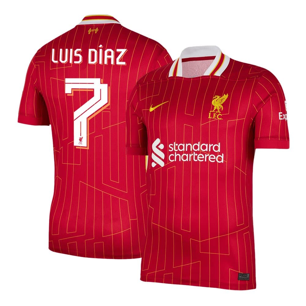 Men's Luis Díaz #7 Liverpool Home Replica Soccer Jersey - UCL 2024/25 Men's Luis Díaz #7 Liverpool Home Replica Soccer Jersey - UCL 2024/25
