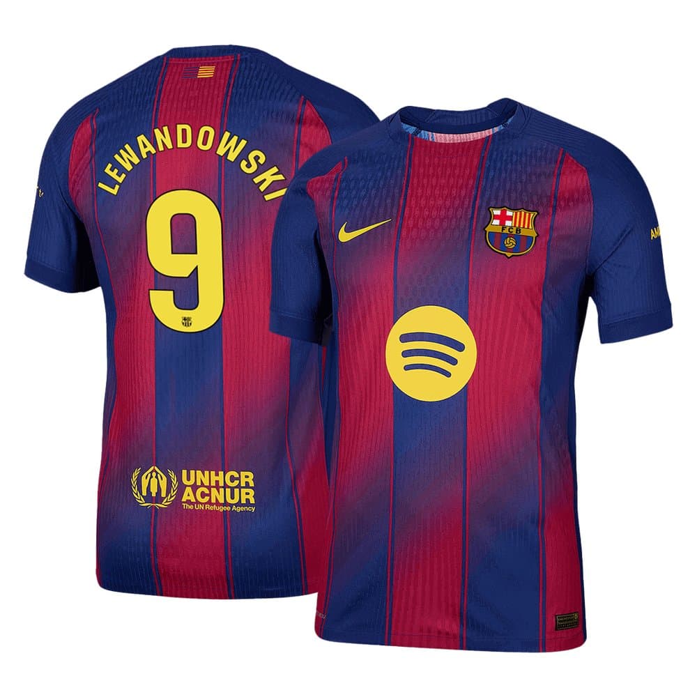 Men's LEWANDOWSKI #9 Barcelona Home Authentic Soccer Jersey 2025/26