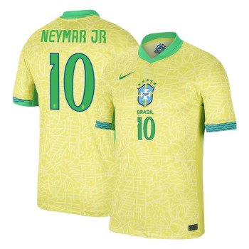 Men's NEYMAR JR #10 Brazil Home Replica Soccer Jersey 2024