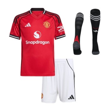 Kid's Manchester United Home Soccer Jersey Full Kit 2025/26
