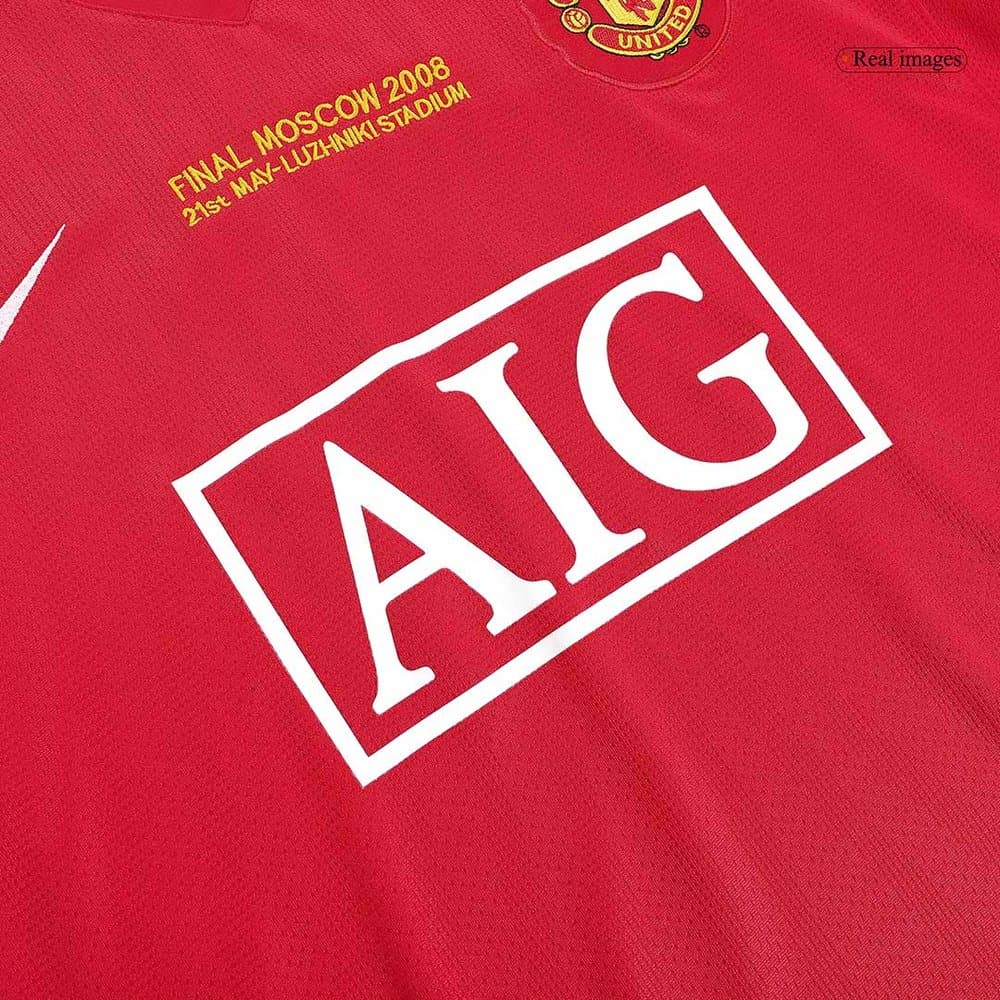 Men's Manchester United Home Long Sleeve Retro Soccer Jersey - UCL 2007/08 Men's Manchester United Home Long Sleeve Retro Soccer Jersey - UCL 2007/08