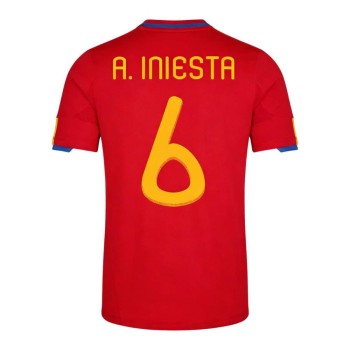 Men's A. INIESTA #6 Spain Home Retro Soccer Jersey 2010 Men's A. INIESTA #6 Spain Home Retro Soccer Jersey 2010