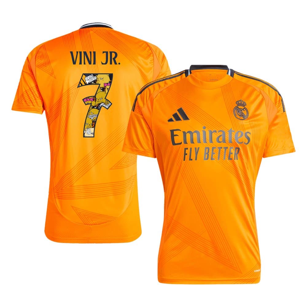 Men's VINI JR. #7 Real Madrid Away Replica Soccer Jersey - Bear Champ Font 2024/25