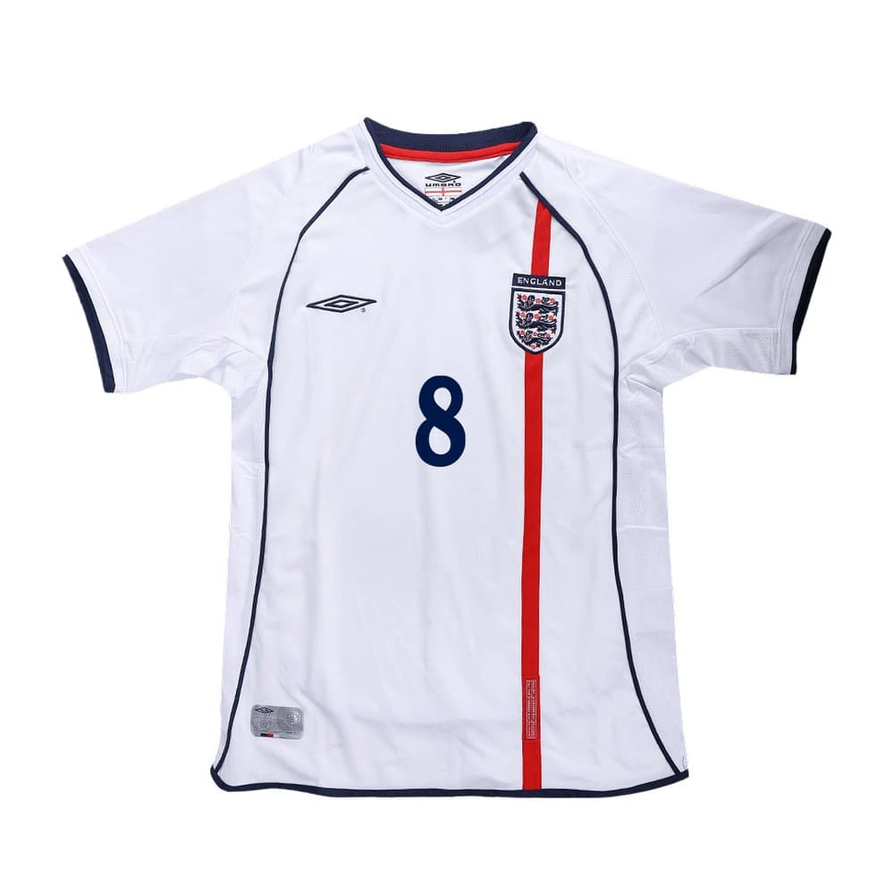 Men's SCHOLES #8 England Home Retro Soccer Jersey 2002