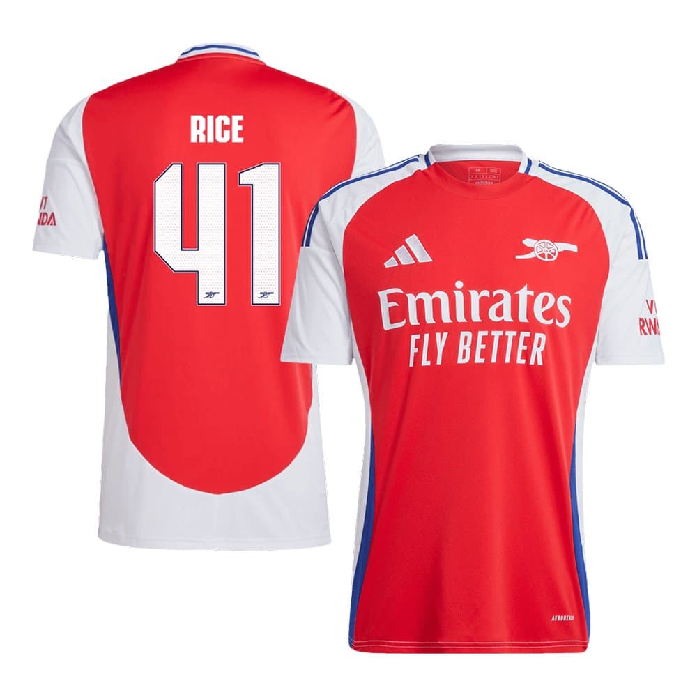 Men's RICE #41 Arsenal Home Replica Soccer Jersey -UCL 2024/25
