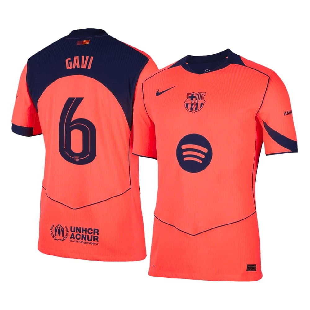 Men's GAVI #6 Barcelona Third Away Authentic Soccer Jersey - UCL 2025/26