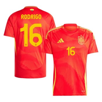 Men's RODRIGO #16 Spain Home Replica Soccer Jersey EURO 2024 Men's RODRIGO #16 Spain Home Replica Soccer Jersey EURO 2024