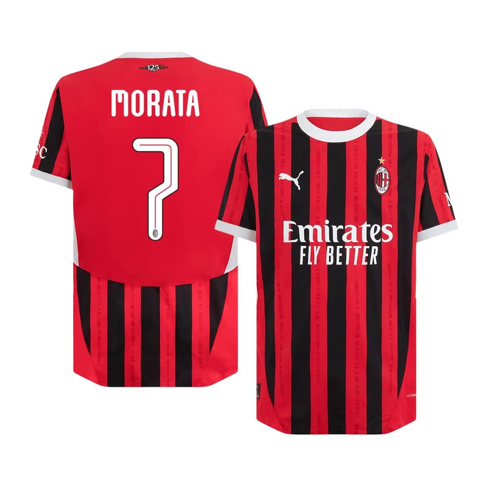 Men's MORATA #7 AC Milan Home Authentic Soccer Jersey - UCL 2024/25 Men's MORATA #7 AC Milan Home Authentic Soccer Jersey - UCL 2024/25