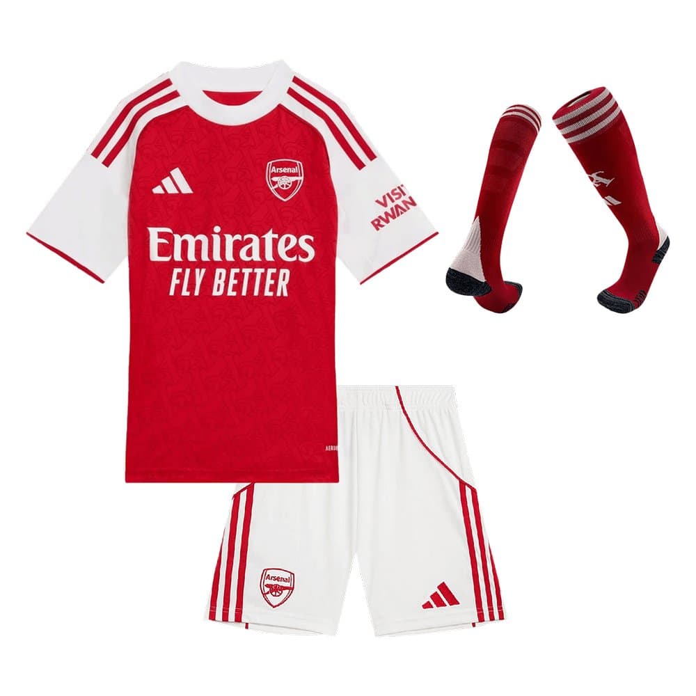 Kid's Arsenal Home Soccer Jersey Full Kit 2025/26 Kid's Arsenal Home Soccer Jersey Full Kit 2025/26