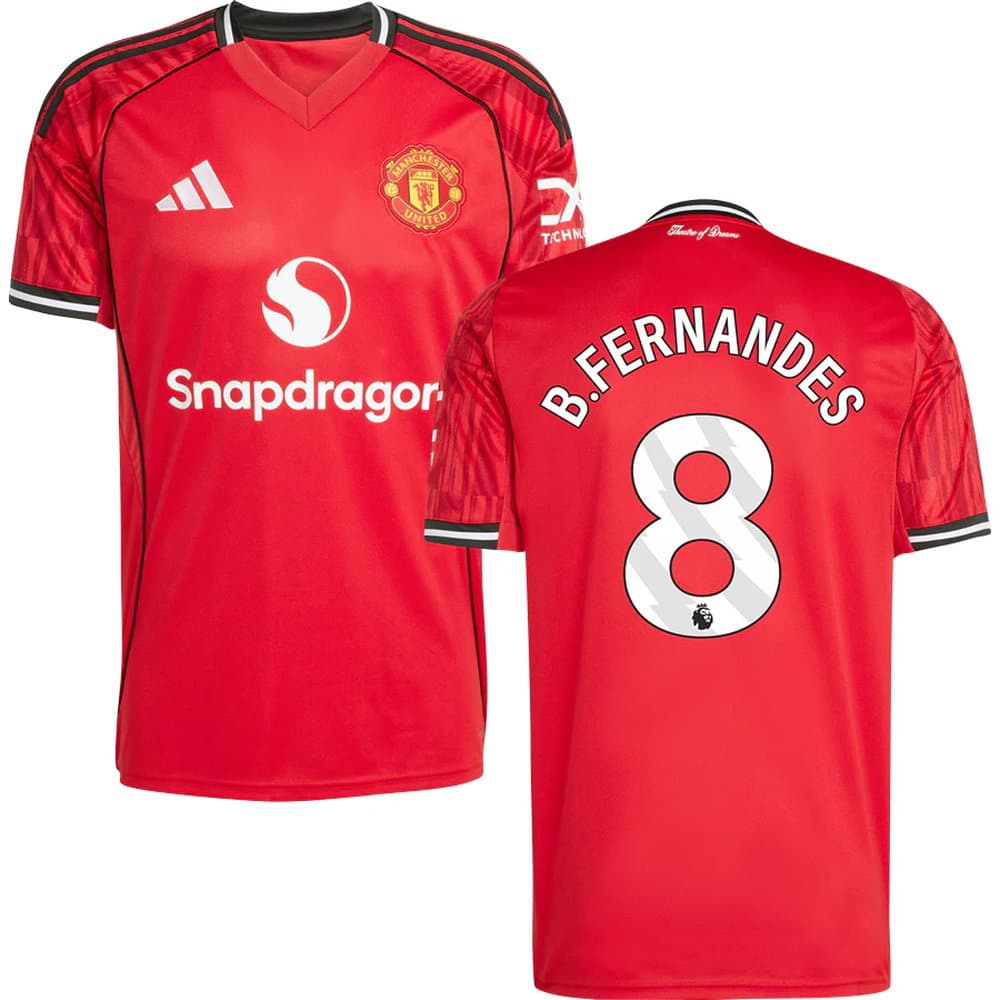 Men's B.FERNANDES #8 Manchester United Home Replica Soccer Jersey 2025/26