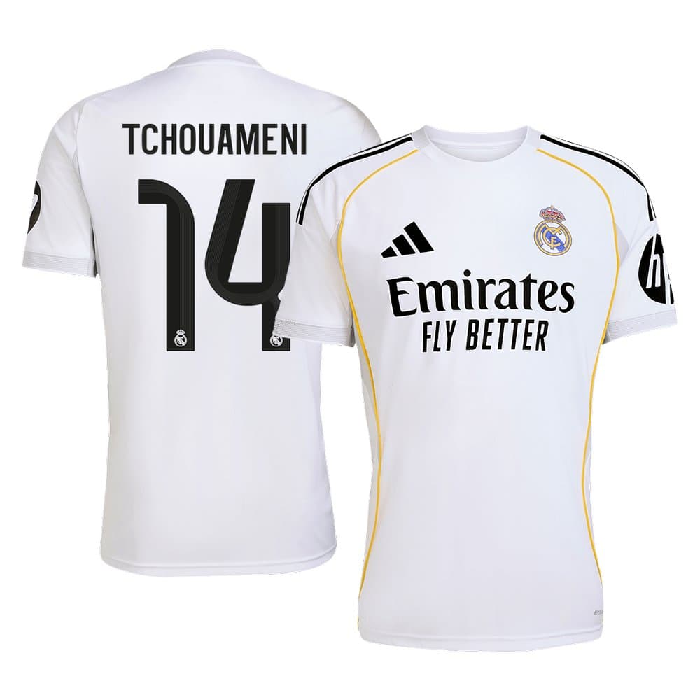 Men's TCHOUAMENI #14 Real Madrid Home Replica Soccer Jersey 2025/26