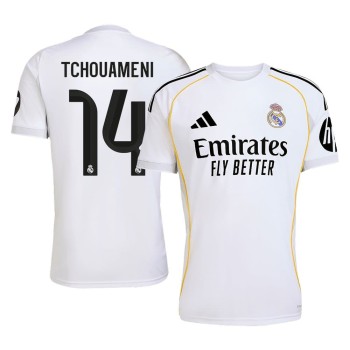 Men's TCHOUAMENI #14 Real Madrid Home Replica Soccer Jersey 2025/26
