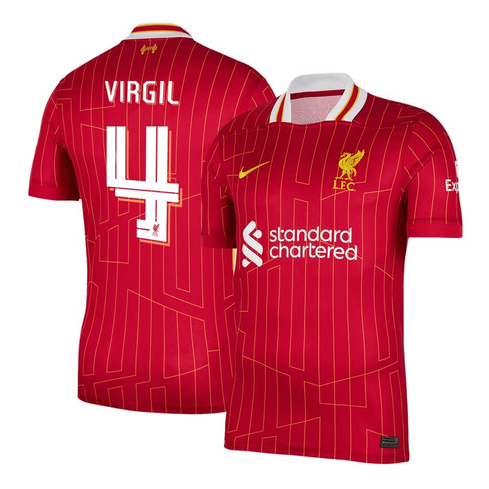 Men's VIRGIL #4 Liverpool Home Replica Soccer Jersey - UCL 2024/25 Men's VIRGIL #4 Liverpool Home Replica Soccer Jersey - UCL 2024/25