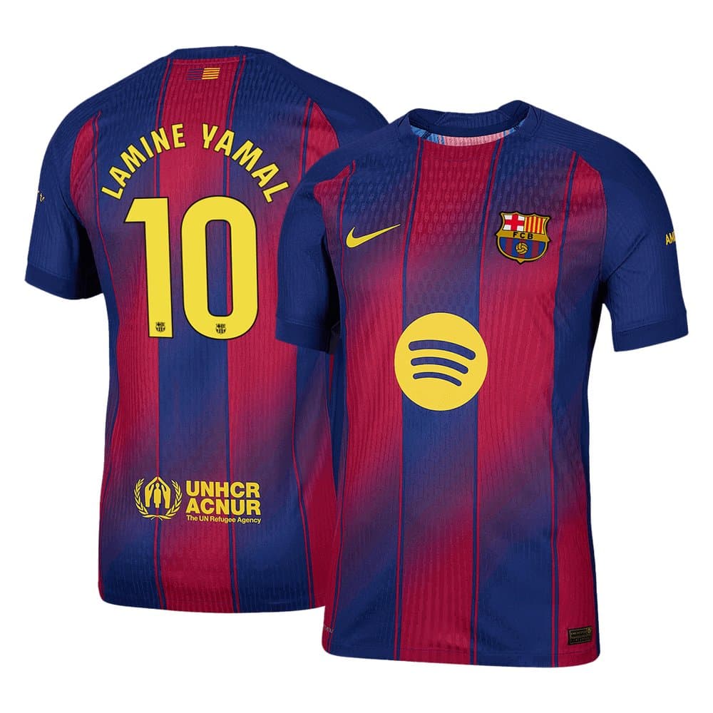 Men's LAMINE YAMAL #10 Barcelona Home Authentic Soccer Jersey 2025/26 Men's LAMINE YAMAL #10 Barcelona Home Authentic Soccer Jersey 2025/26