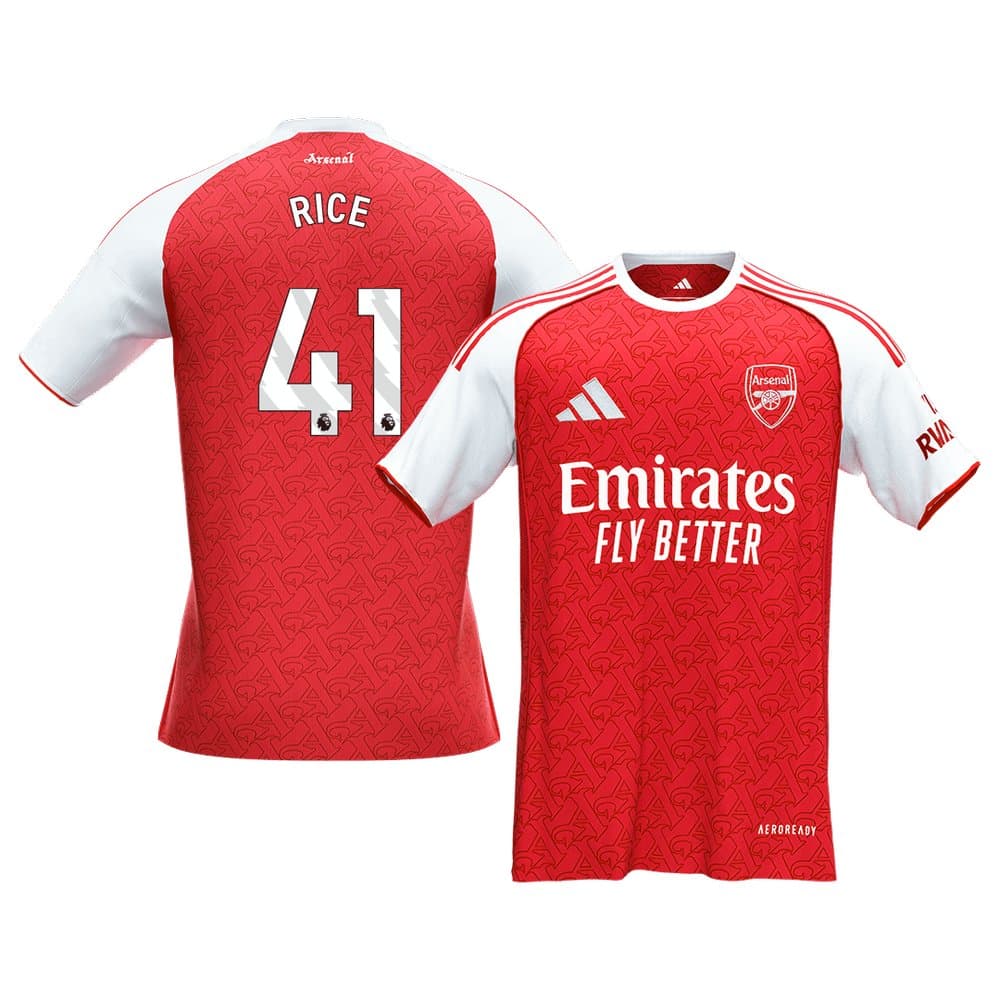 Men's RICE #41 Arsenal Home Replica Soccer Jersey 2025/26