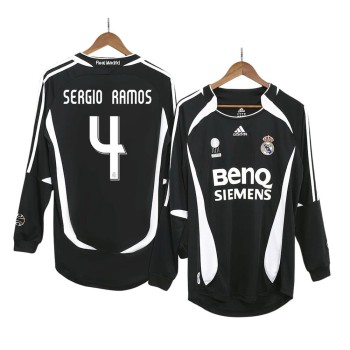 Men's SERGIO RAMOS #4 Real Madrid Away Long Sleeve Retro Soccer Jersey 2006/07 Men's SERGIO RAMOS #4 Real Madrid Away Long Sleeve Retro Soccer Jersey 2006/07