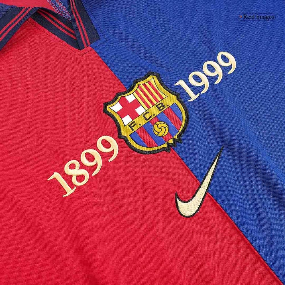 Men's KLUIVERT #9 Barcelona Home Retro Soccer Jersey 1999/00
