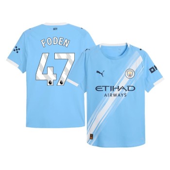 Men's FODEN #47 Manchester City Home Authentic Jersey 2025/26 Men's FODEN #47 Manchester City Home Authentic Jersey 2025/26