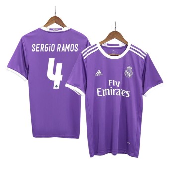 Men's SERGIO RAMOS #4 Real Madrid Away Retro Soccer Jersey 2016/17