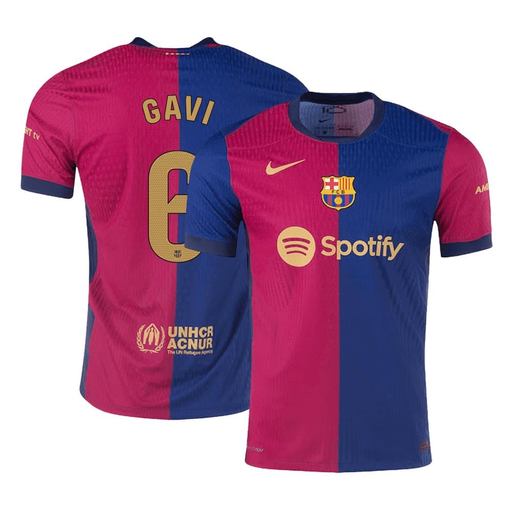 Men's GAVI #6 Barcelona Home Authentic Soccer Jersey 2024/25 Men's GAVI #6 Barcelona Home Authentic Soccer Jersey 2024/25
