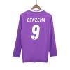 Men's BENZEMA #9 Real Madrid Away Long Sleeve Retro Soccer Jersey 2016/17 Men's BENZEMA #9 Real Madrid Away Long Sleeve Retro Soccer Jersey 2016/17