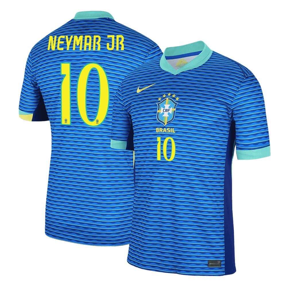 Men's NEYMAR JR #10 Brazil Away Replica Soccer Jersey 2024