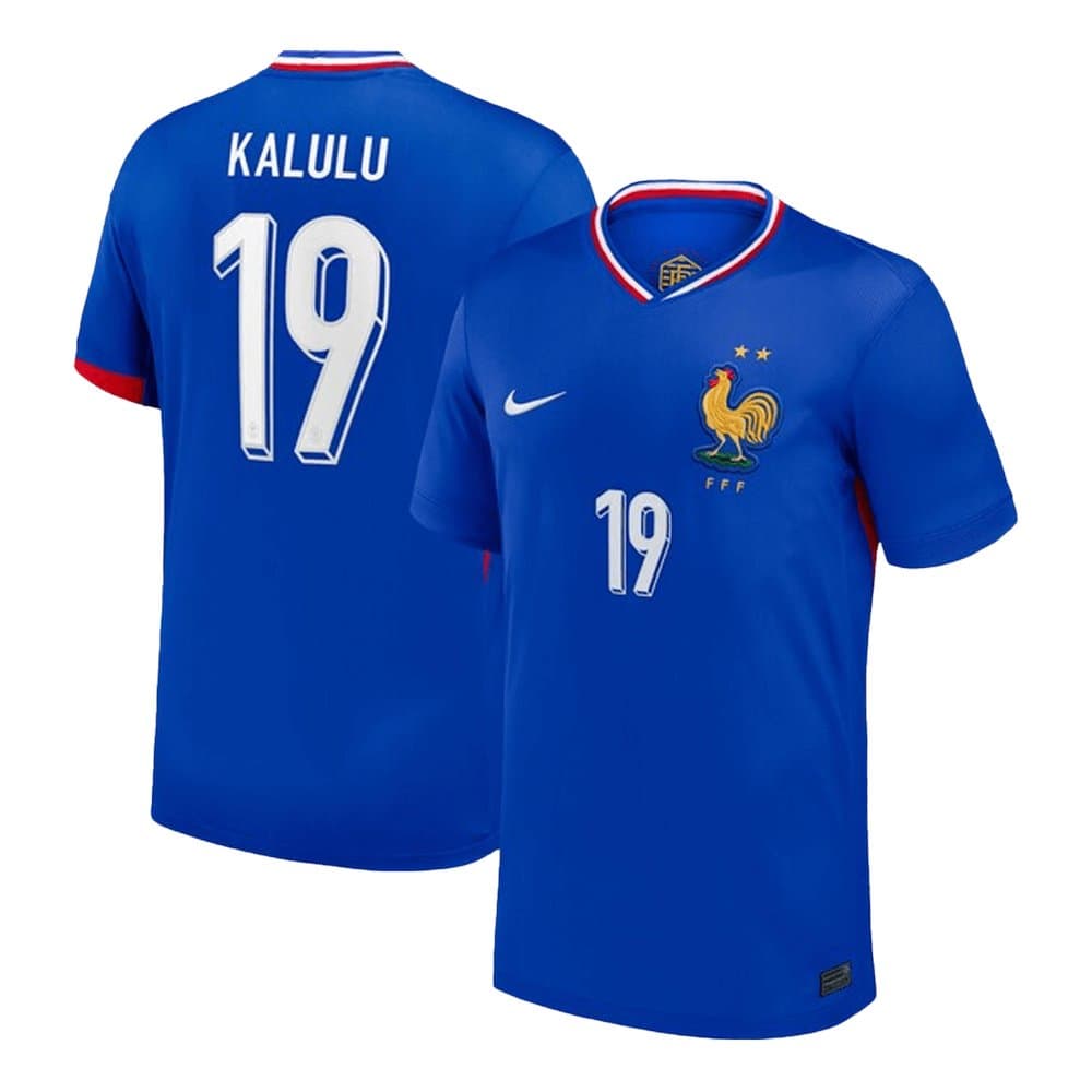 Men's KALULU #19 France Home Replica Soccer Jersey 2024 Men's KALULU #19 France Home Replica Soccer Jersey 2024