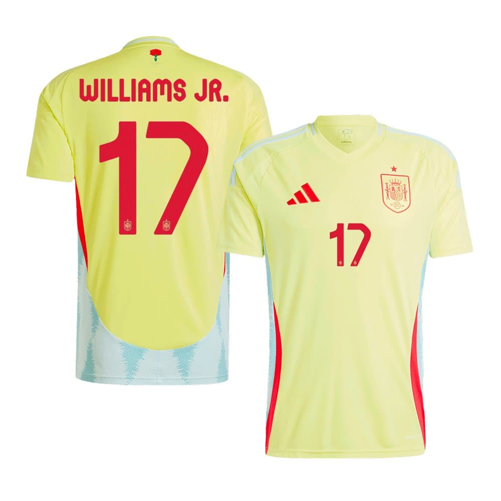 Men's WILLIAMS JR. #17 Spain Away Replica Soccer Jersey EURO 2024 Men's WILLIAMS JR. #17 Spain Away Replica Soccer Jersey EURO 2024