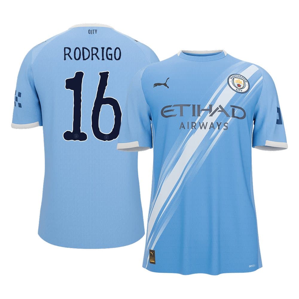 Men's RODRIGO #16 Manchester City Home Replica Soccer Jersey 2025/26