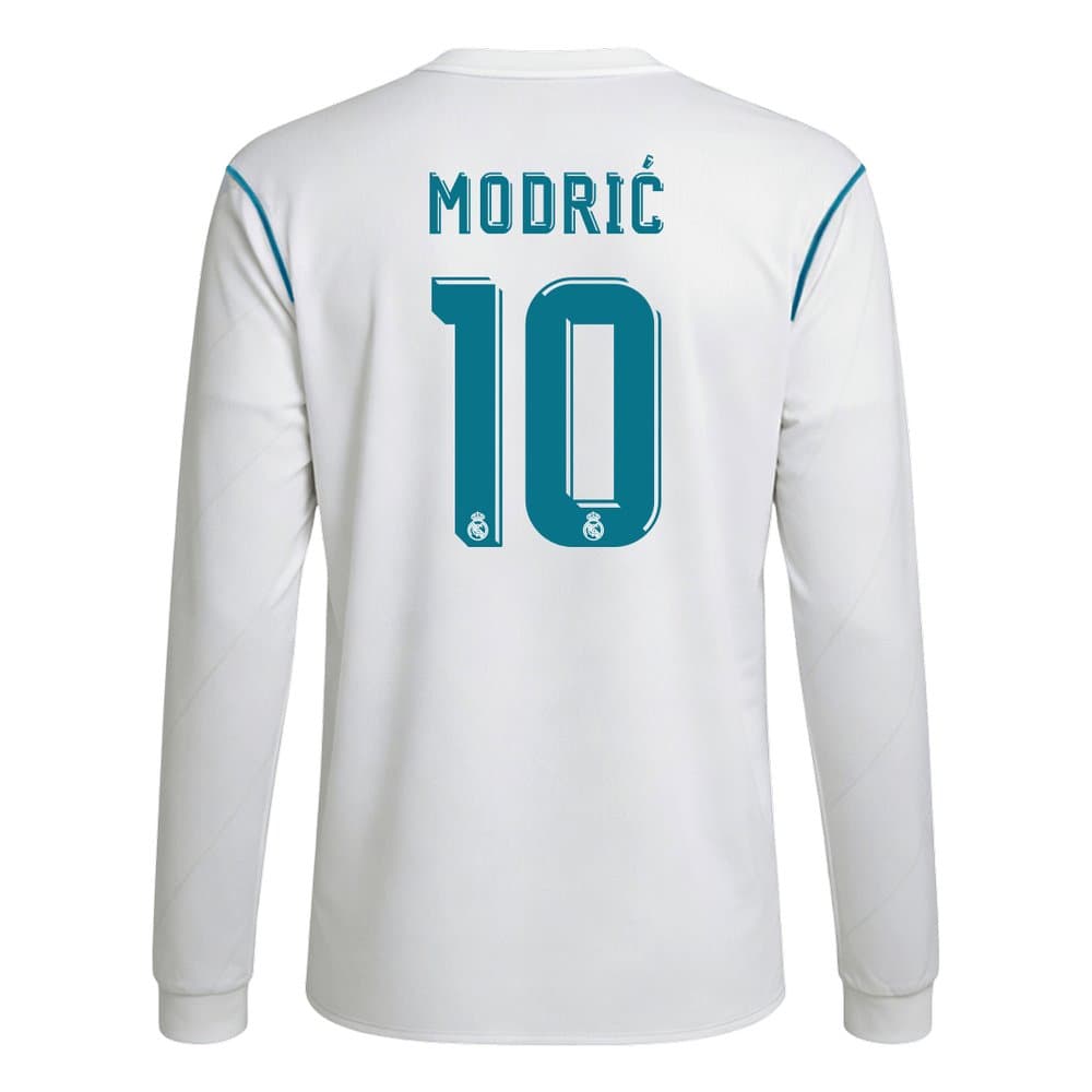Men's MODRIĆ #10 Real Madrid Home Long Sleeve Retro Soccer Jersey 2017/18