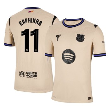Men's RAPHINHA #11 Barcelona Away Authentic Soccer Jersey - UCL 2025/26