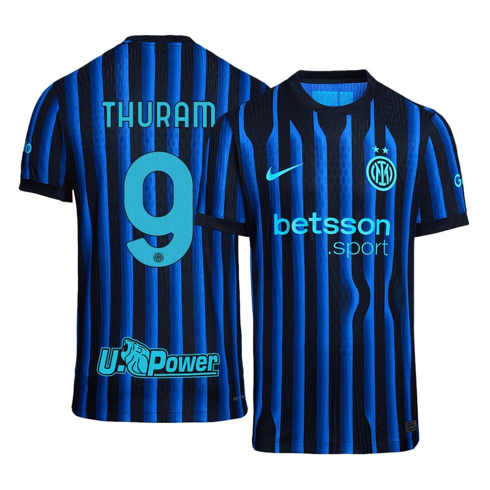 Men's THURAM #9 Inter Milan Home Authentic Soccer Jersey 2025/26 Men's THURAM #9 Inter Milan Home Authentic Soccer Jersey 2025/26