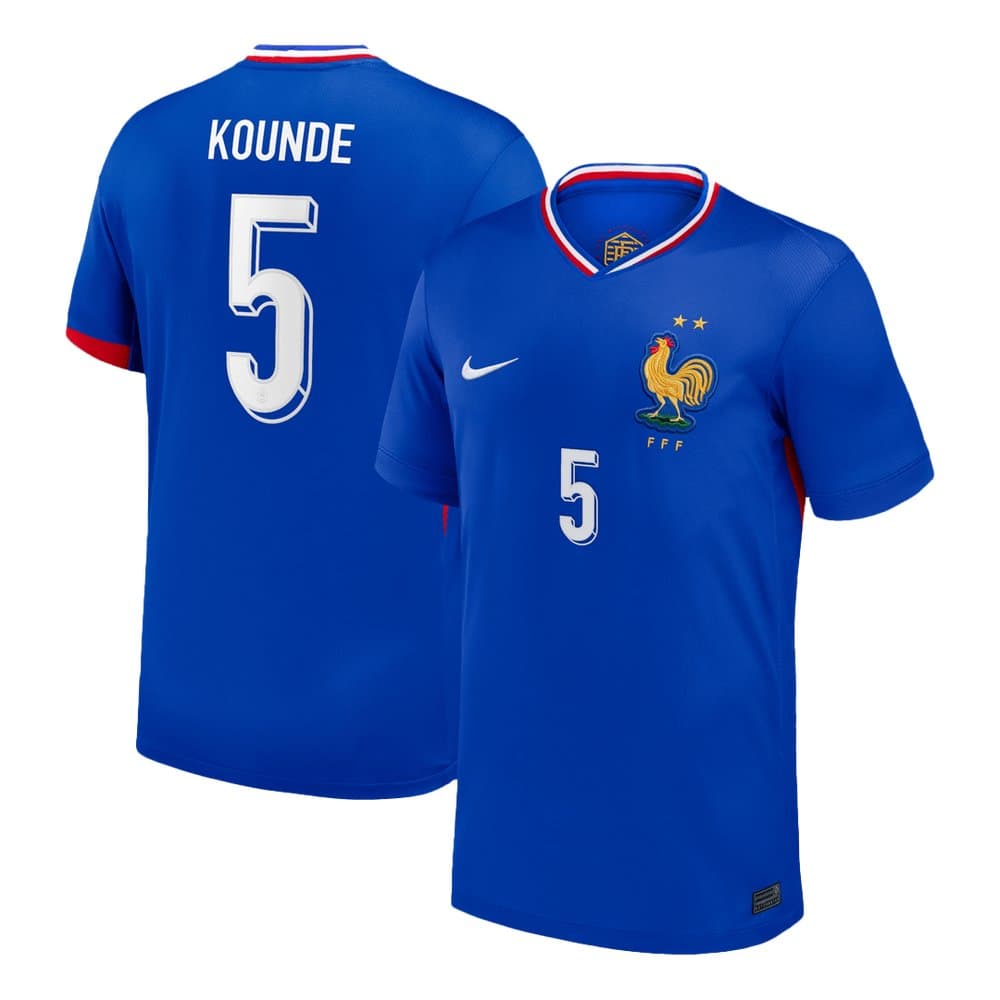 Men's KOUNDE #5 France Home Replica Soccer Jersey 2024