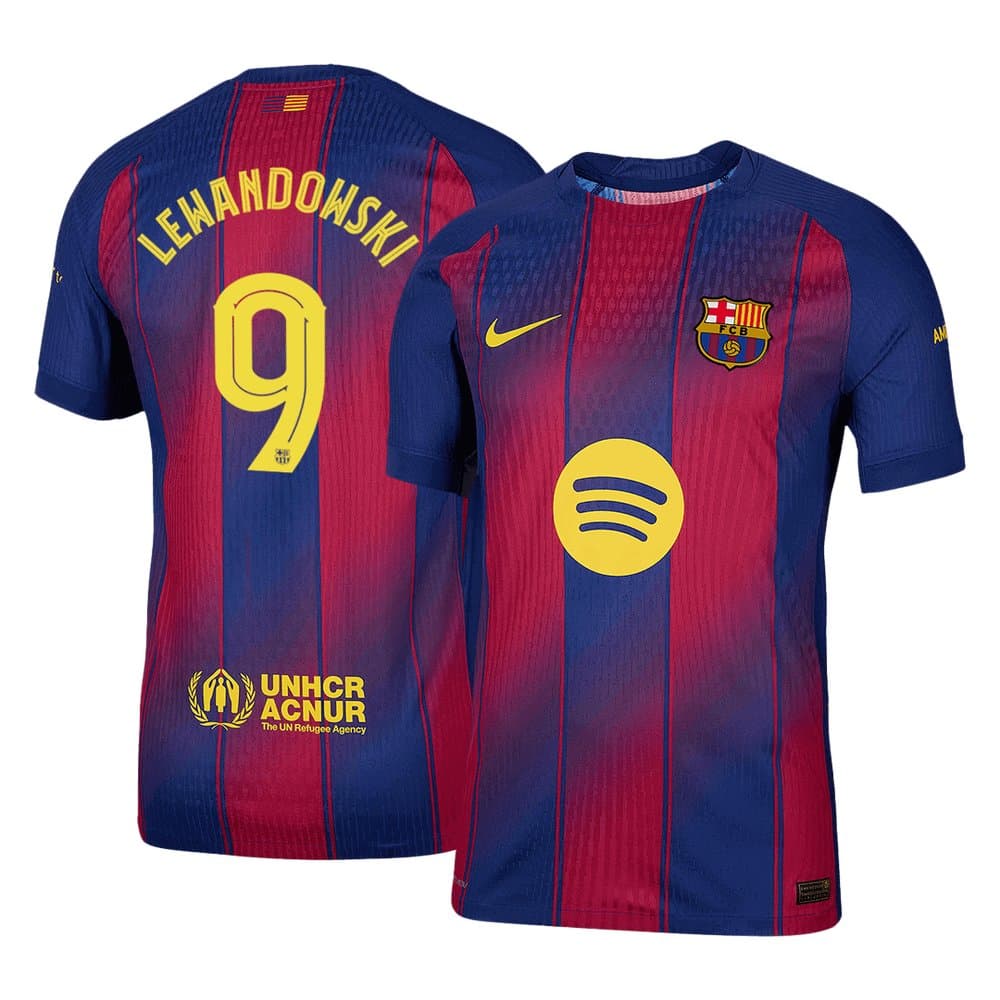 Men's LEWANDOWSKI #9 Barcelona Home Authentic Soccer Jersey - UCL 2025/26