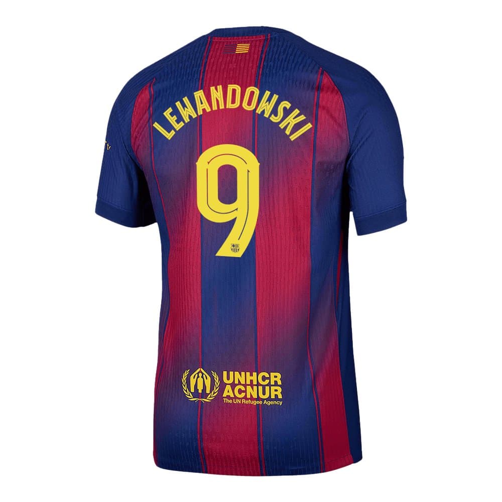 Men's LEWANDOWSKI #9 Barcelona Home Authentic Soccer Jersey - UCL 2025/26