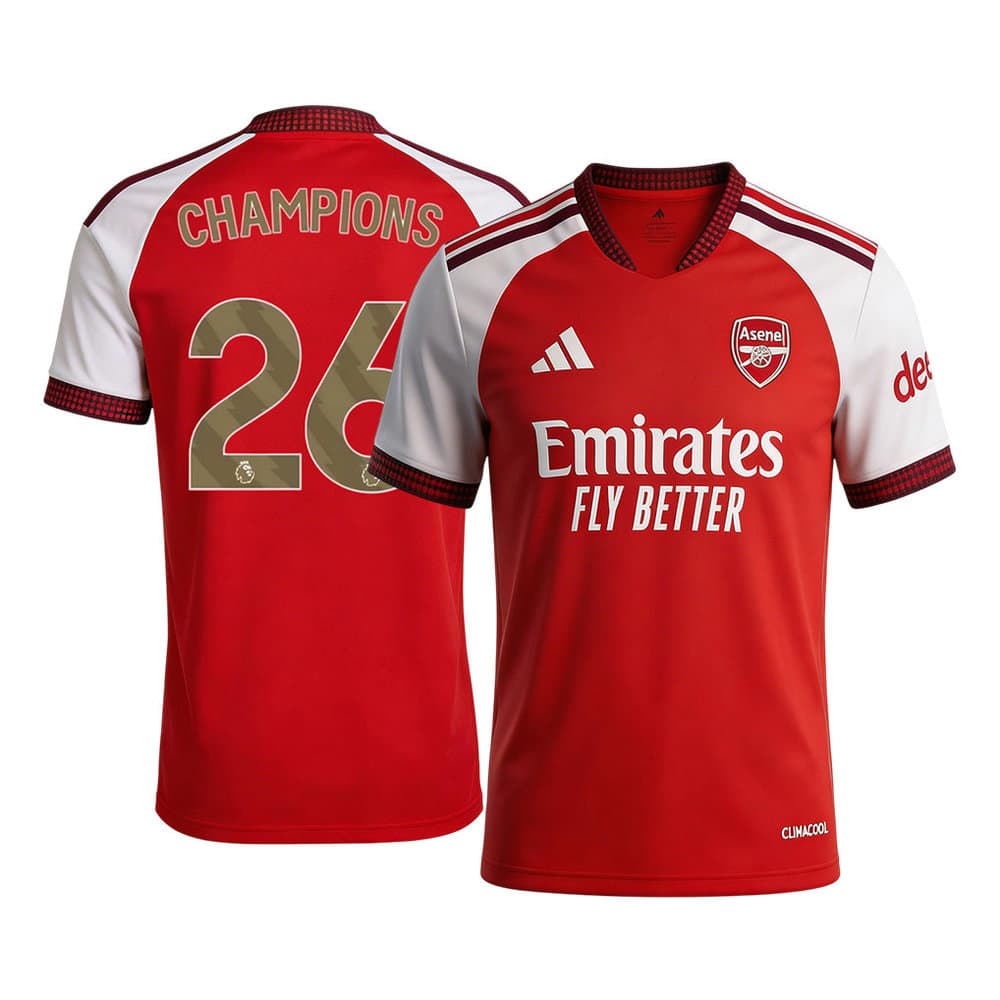 Kid's CHAMPIONS #26 Arsenal Home Replica Soccer Jersey 2026/27
