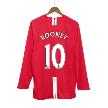 Men's ROONEY #10 Manchester United Home Long Sleeve Retro Soccer Jersey 2007/08 Men's ROONEY #10 Manchester United Home Long Sleeve Retro Soccer Jersey 2007/08
