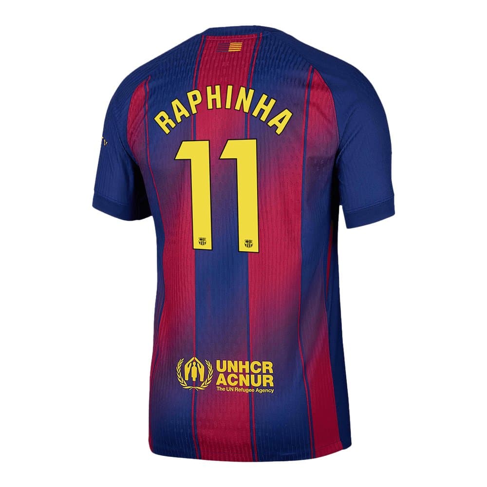 Men's RAPHINHA #11 Barcelona Home Authentic Soccer Jersey 2025/26