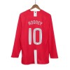 Men's ROONEY #10 Manchester United Home Long Sleeve Retro Soccer Jersey - UCL Final 2007/08