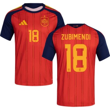 Kid's ZUBIMENDI #18 Spain Home Replica Jersey World Cup 2026 Kid's ZUBIMENDI #18 Spain Home Replica Jersey World Cup 2026