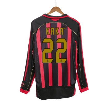 Men's KAKA' #22 AC Milan Home Long Sleeve Retro Soccer Jersey 2006/07