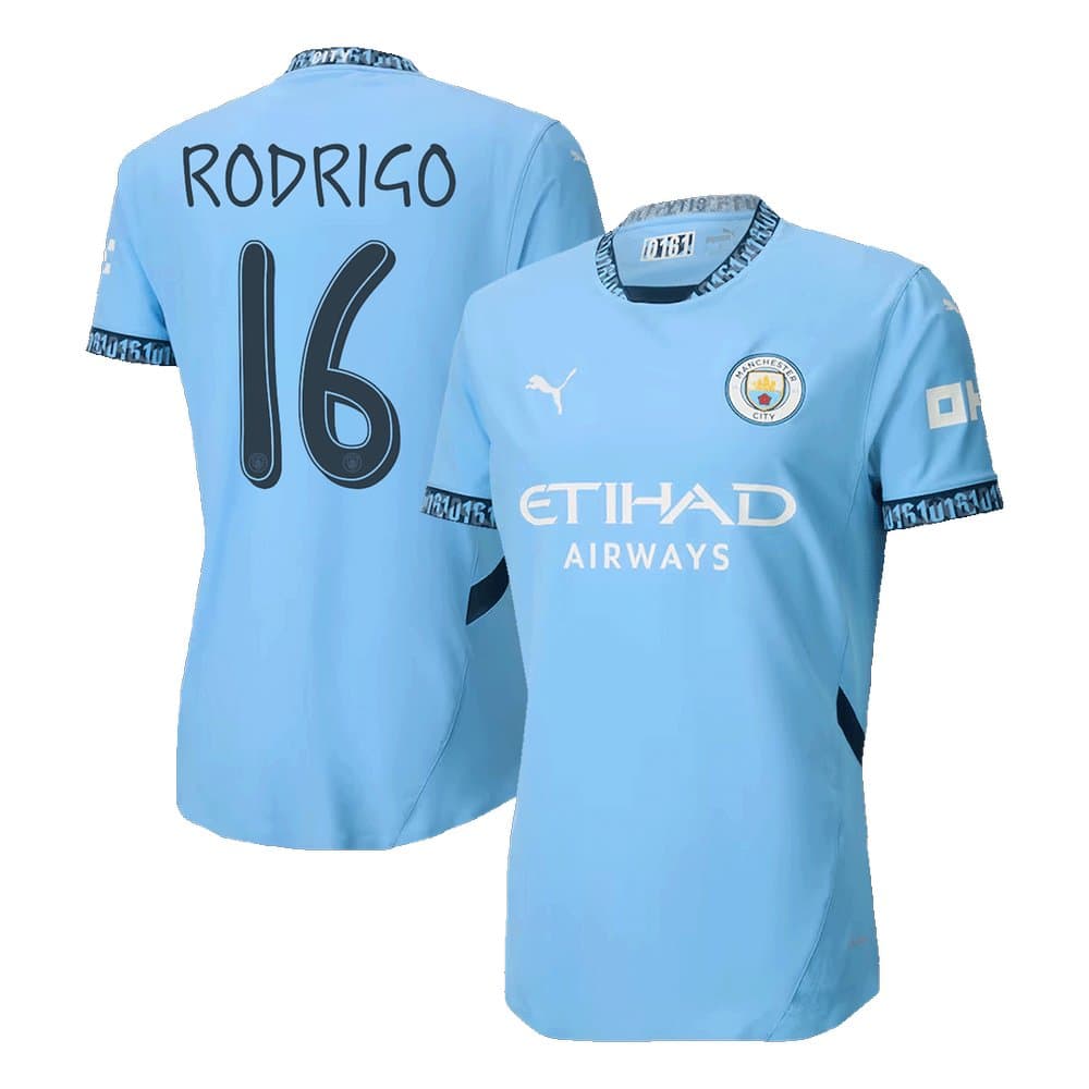 Men's RODRIGO #16 Manchester City Home Authentic Jersey - UCL 2024/25 Men's RODRIGO #16 Manchester City Home Authentic Jersey - UCL 2024/25