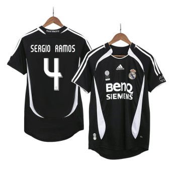 Men's SERGIO RAMOS #4 Real Madrid Away Retro Soccer Jersey 2006/07