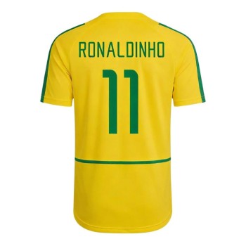 Men's RONALDINHO #11 Brazil Home Retro Soccer Jersey 2002/03